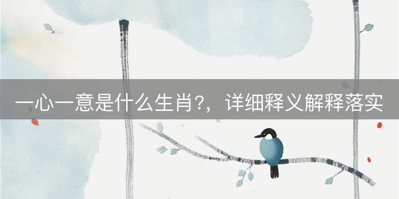 一心一意是什么生肖?，详细释义解释落实