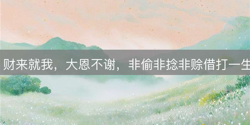 财来就我，大恩不谢，非偷非捻非赊借打一生肖，答案详解