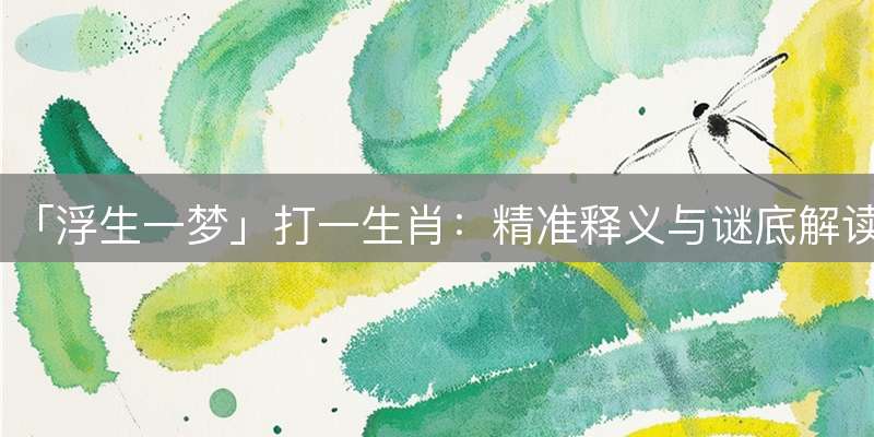 「浮生一梦」打一生肖：精准释义与谜底解读