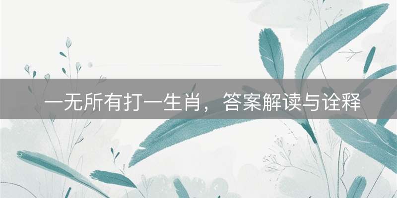 一无所有打一生肖，答案解读与诠释